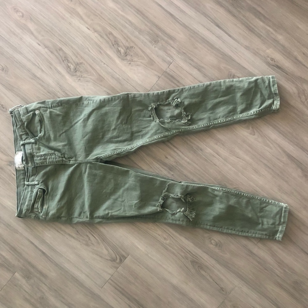 Free People green stretchy skinny jeans